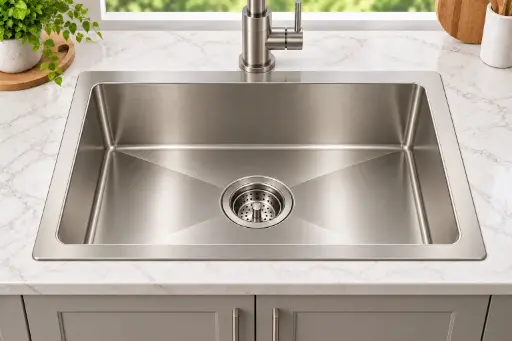 [FDSB3220] ColorForge Single-Bowl Topmount Sink 32x20x9, Handcrafted 18-Gauge Stainless Steel (Brush Nickel) (Single Bowl, 32"x20")