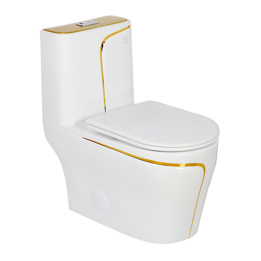 [LO-1007-WG] White-Gold Edition ADA 4L/6L Dual-Flush Siphonic One-Piece Toilet – HTD Flush, Soft-Close PP Seat, cUPC Certified (White Gold)