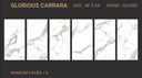 MapleLine Glorious Carrara Porcelain Tile 24x24 Glossy(Wall & Floor)