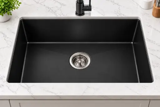 [BIGBOWL] StoneEdge Single-Bowl Undermount Quartz Sink 24.02x18.11x8.07 (Black)