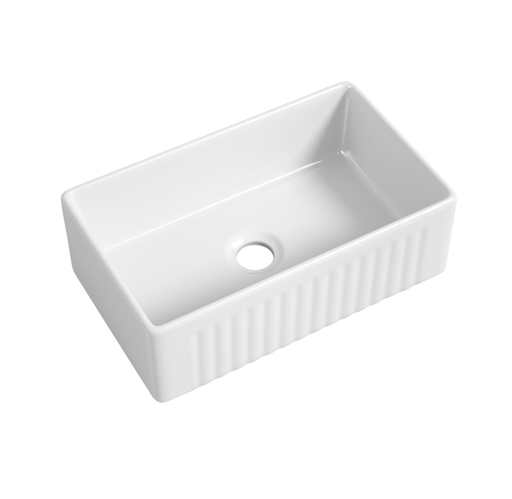 FireClay Single-Bowl Dualmount Porcelain Sink 30.125x20x10 (White)