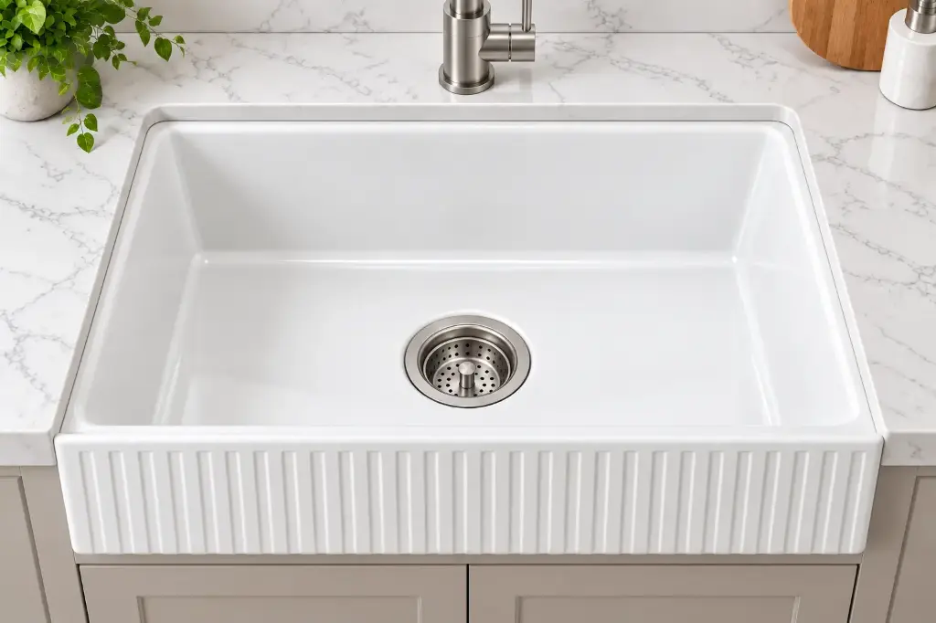 FireClay Single-Bowl Dualmount Porcelain Sink 24x18x10 (White)