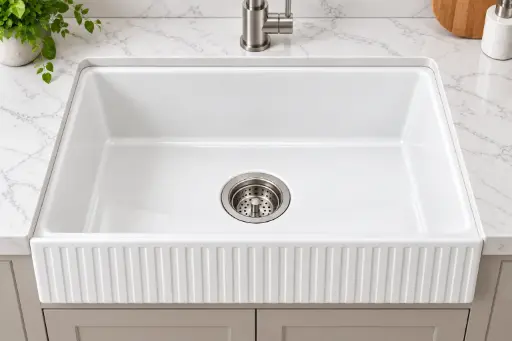 [FC2418] FireClay Single-Bowl Dualmount Porcelain Sink 24x18x10 (White)