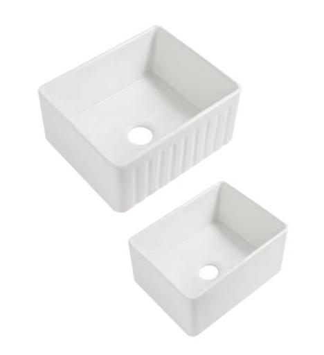 [FC2418] FireClay Single-Bowl Dualmount Porcelain Sink 24x18x10 (White)