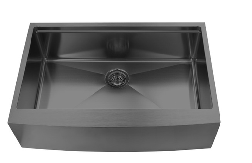 [ASB3320] FarmHouse Apron Single-Bowl 33x20x10, Handcrafted Dualmount 16-Gauge Stainless Steel Sink (Gun Metal Black) (Single Bowl, Gun Metal Black)