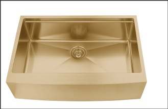 [ASG3320] FarmHouse Apron Single-Bowl 33x20x10, Handcrafted Dualmount 16-Gauge Stainless Steel Sink (Gold) (Single Bowl, Gold)