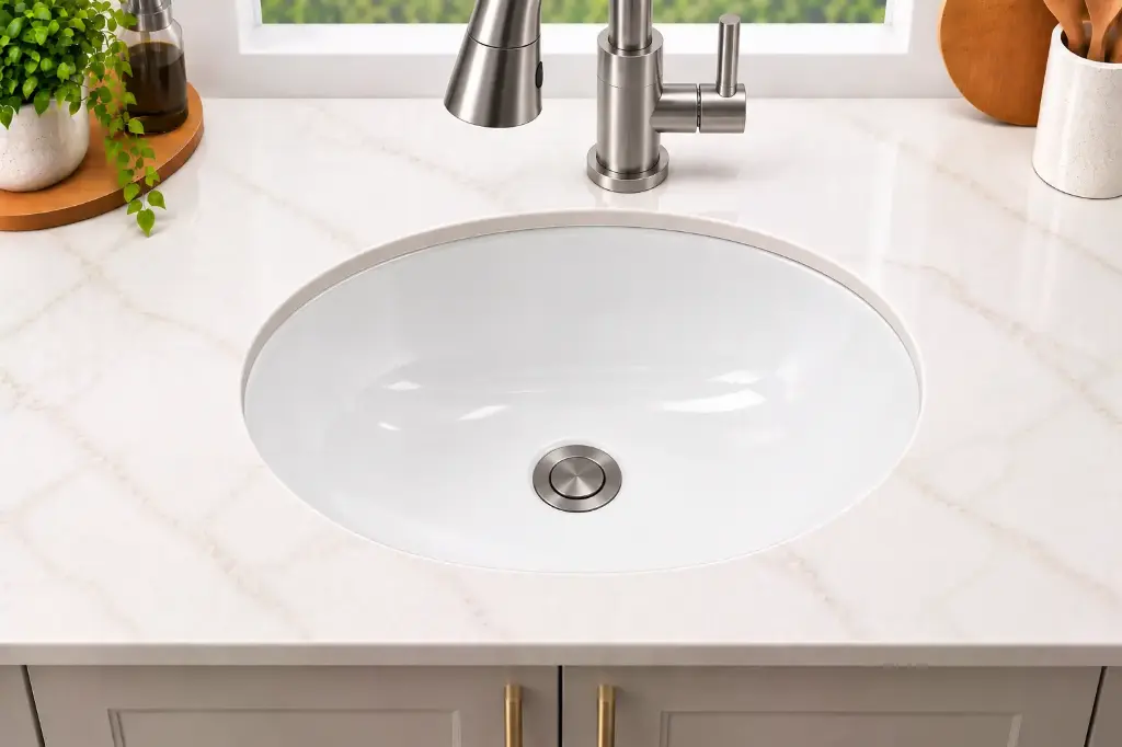 PureVanity Porcelain Round Sink 17 1/2" x 14 3/8" x 7 1/2" Undermount (White)