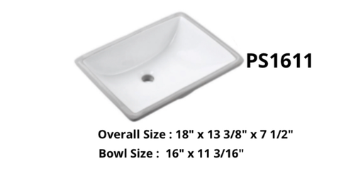 [PS1611] PureVanity Porcelain Rectangle Sink 18 1/10" x 13 1/10" x 7 1/5" Undermount (White)