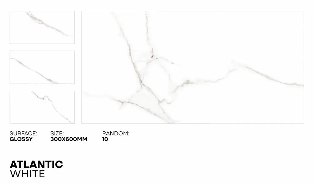 MapleLine Atlantic White Porcelain Tile 24x24 – Glossy (Wall & Floor)