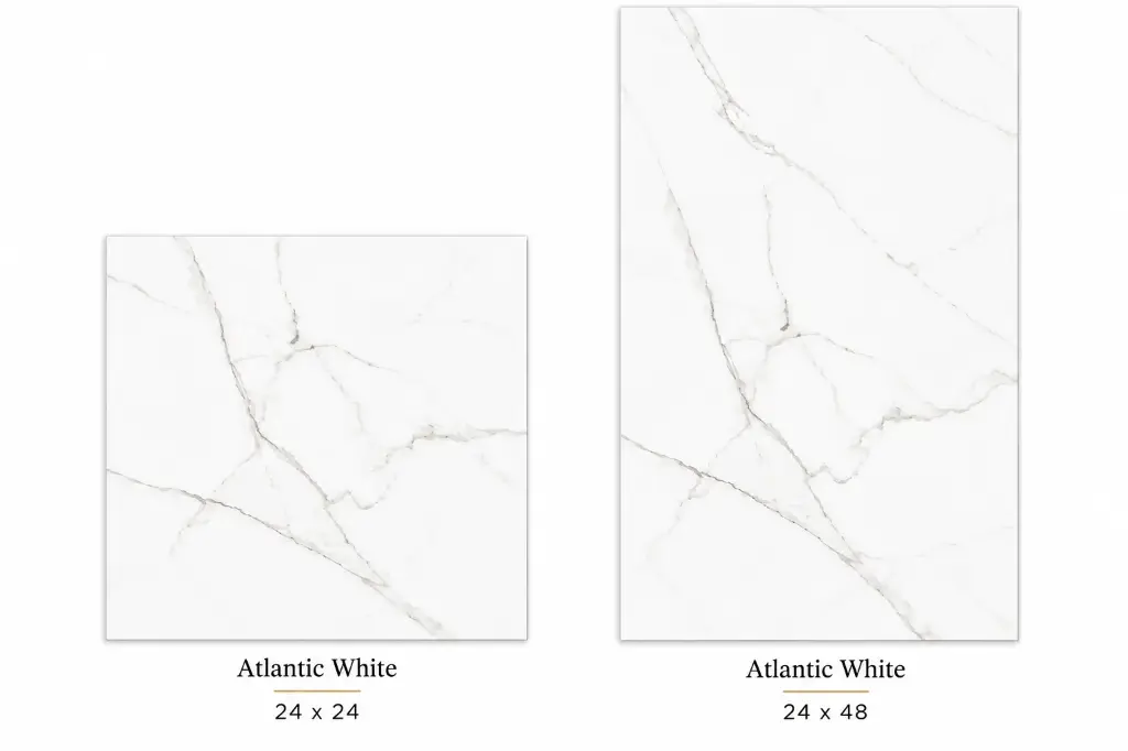 MapleLine Atlantic White Porcelain Tile 24x24 – Glossy (Wall & Floor)