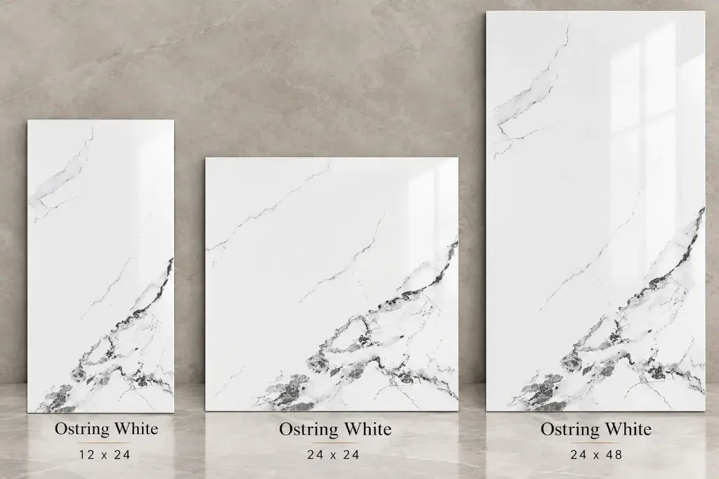 MapleLine Ostring White Porcelain Tile 12x24 – Glossy (Wall & Floor)