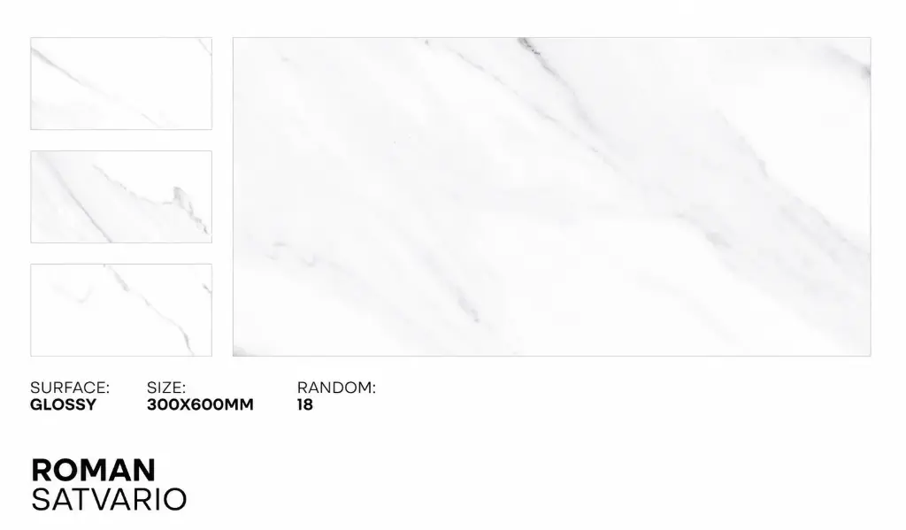 MapleLine Roman Satuario Porcelain Tile 12x24 – Glossy (Wall & Floor)