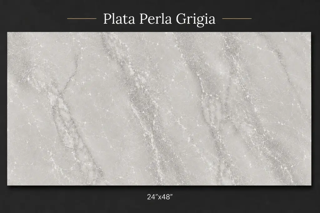 Plata Perla Grigia Porcelain Tile 24x48 – Glossy (Wall & Floor)