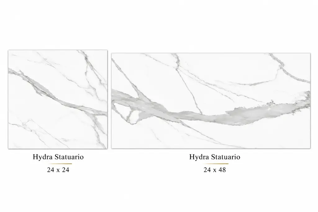 MapleLine Hydra Statuario Porcelain Tile 24x24 – Glossy (Wall & Floor)
