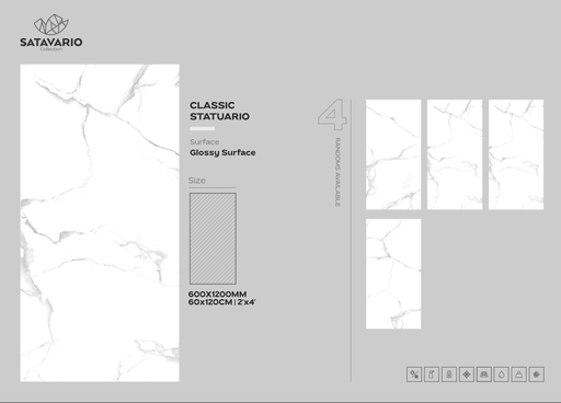 [CLAS2424] MapleLine Classic Staturio Porcelain Tile 24x24 – Glossy (Wall & Floor) (24x24)