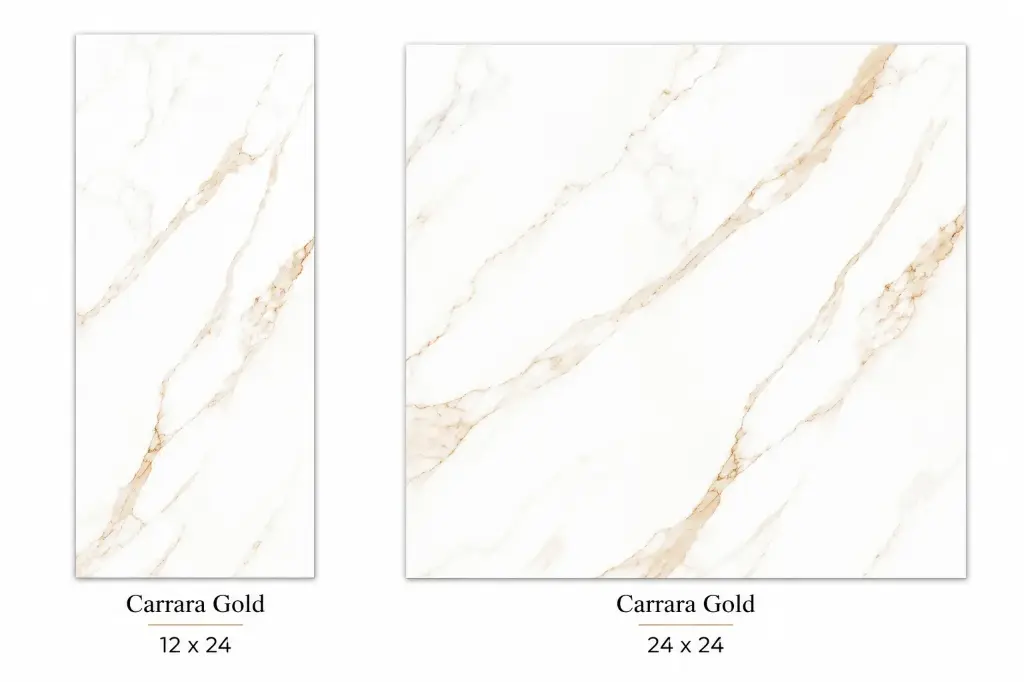 MapleLine Carara Gold Porcelain Tile 12x24 - Glossy (Wall & Floor)