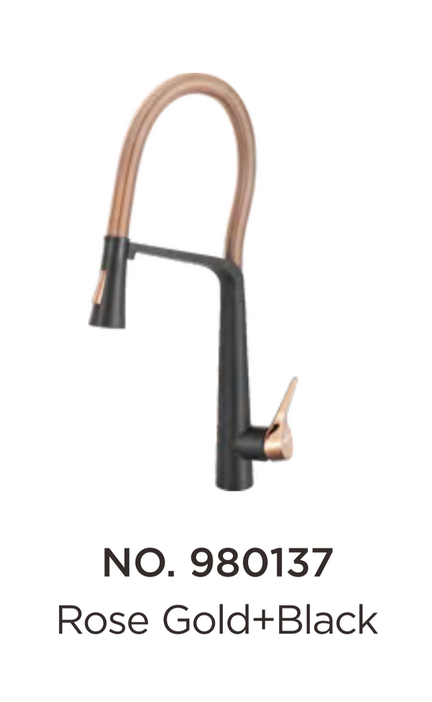 Pull-Out Kitchen Faucet, Black Rose Gold – 3-Mode Spray, Magnetic Docking, Ergonomic Valgus Handle, Ceramic Cartridge