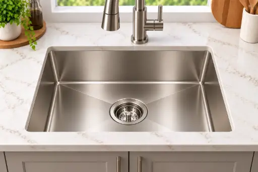 [HS2518] ColorForge Laundry Sink Single-Bowl Undermount 25x18x12, Handcrafted 18-Gauge Stainless Steel (Brush Nickel) (25"x18", 12")