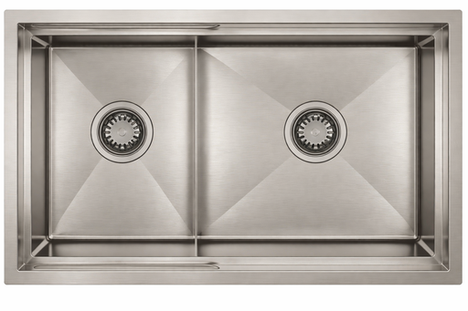 [WD3260] NorthCraft Double-Bowl Workstation Sink 32x18x10, Handcrafted 16-Gauge Stainless Steel with Accessories 60/40 Bowl (Brush Nickel) (Brush Nickel)