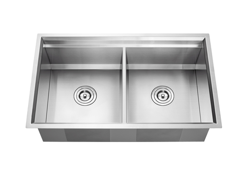 [TLWD3219] TriCraft Double-Bowl Workstation Sink 32×19×10, Handcrafted 16-Gauge Stainless Steel with Accessories (Brushed Nickel) (Double Bowl)