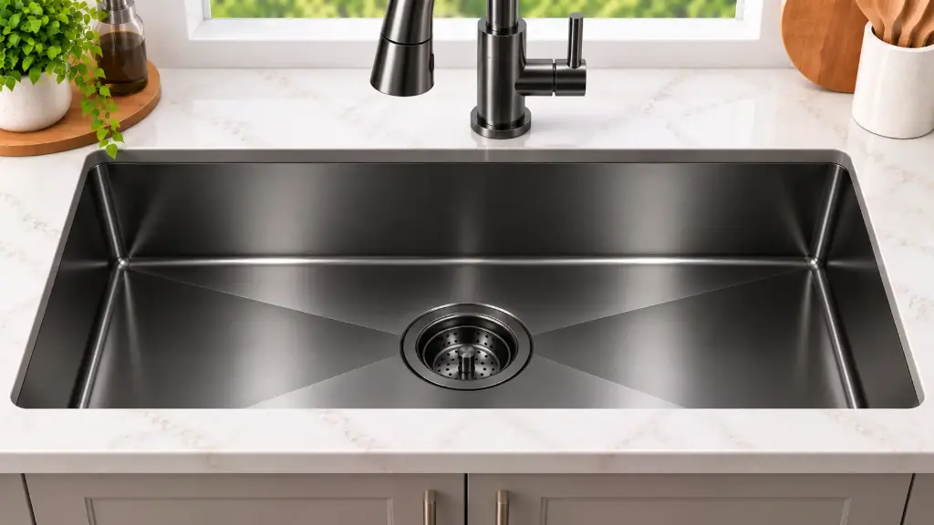 ColorForge Single-Bowl Undermount Sink 32x18x9, Handcrafted 18-Gauge Stainless Steel (Gun Metal Black)