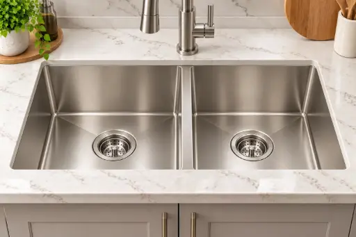 [HD3018] ColorForge Double-Bowl Undermount Sink 30x18x9, Handcrafted 18-Gauge Stainless Steel (Brush Nickel) (Brush Nickel, Double Bowl, 30"x18")