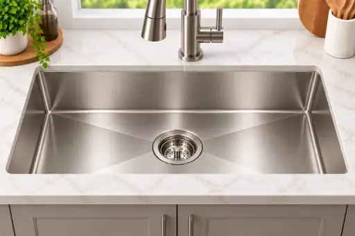 [HS2818] ColorForge Single-Bowl Undermount Sink 28x18x9, Handcrafted 18-Gauge Stainless Steel (Brush Nickel) (Brush Nickel, Single Bowl, 28"x18")