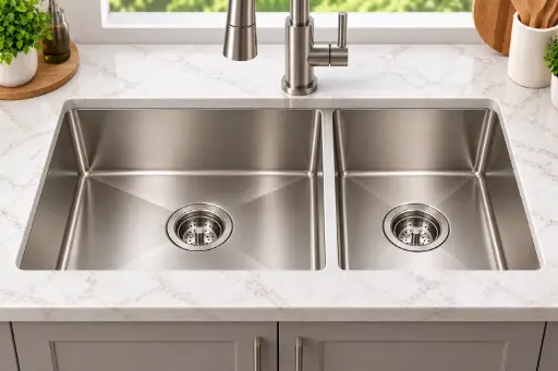 [HD3260] ColorForge Double-Bowl Undermount Sink 32×18x9, Handcrafted 18-Gauge Stainless Steel (Brush Nickel) with 60/40 bowl