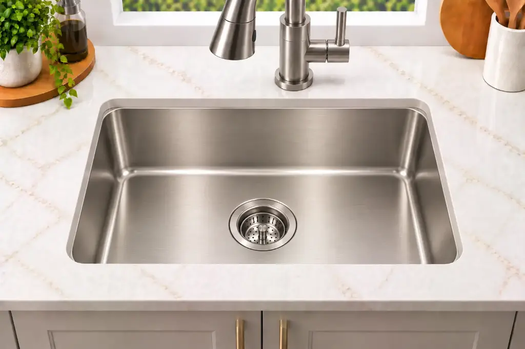 CorePress Single-Bowl 20x18x9, Pressed Undermount Stainless Steel Sink(Brush Nickel)